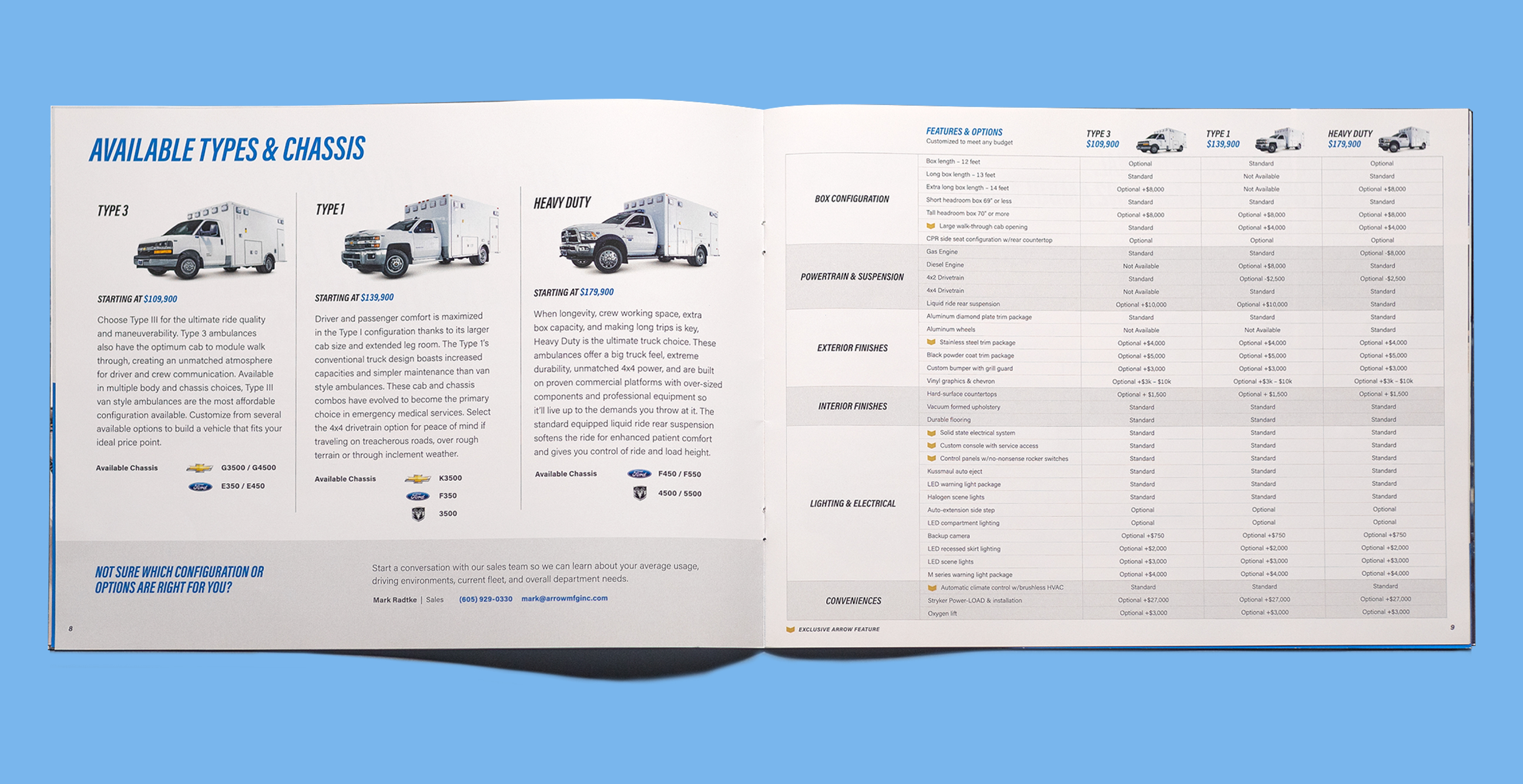 Image of Product & Service Catalog pg 7-8 on blue background